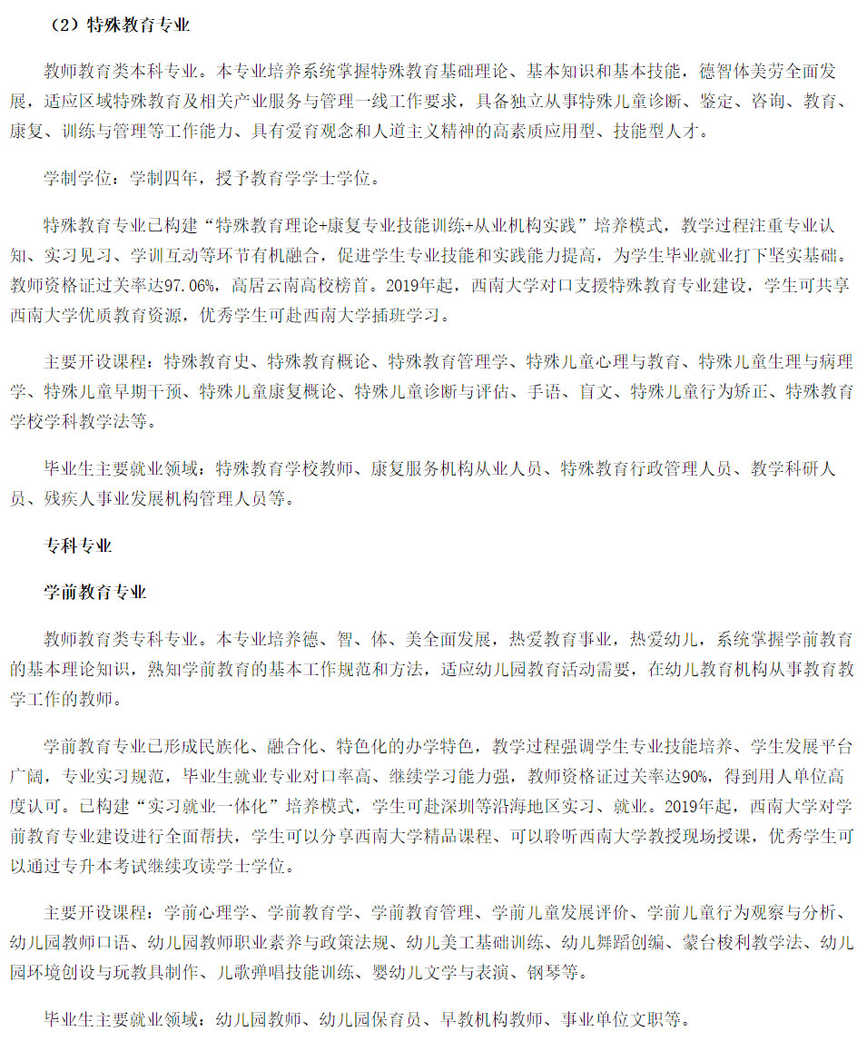 滇西科技師范學(xué)院2021年招生簡章