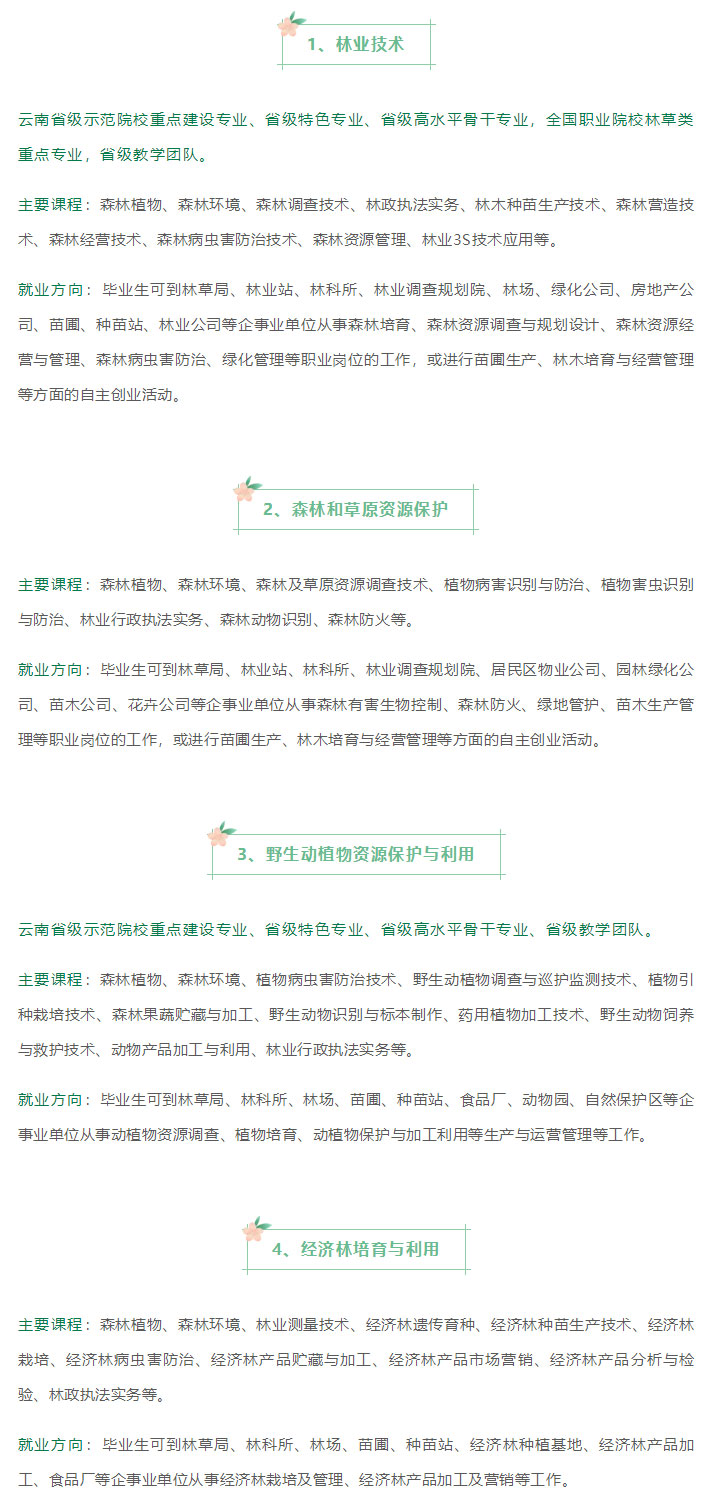 云南林業(yè)職業(yè)技術(shù)學院2021年招生簡章