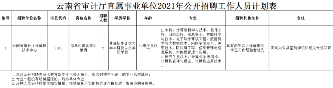 南省審計(jì)廳直屬事業(yè)單位2021年公開(kāi)招聘工作人員計(jì)劃表